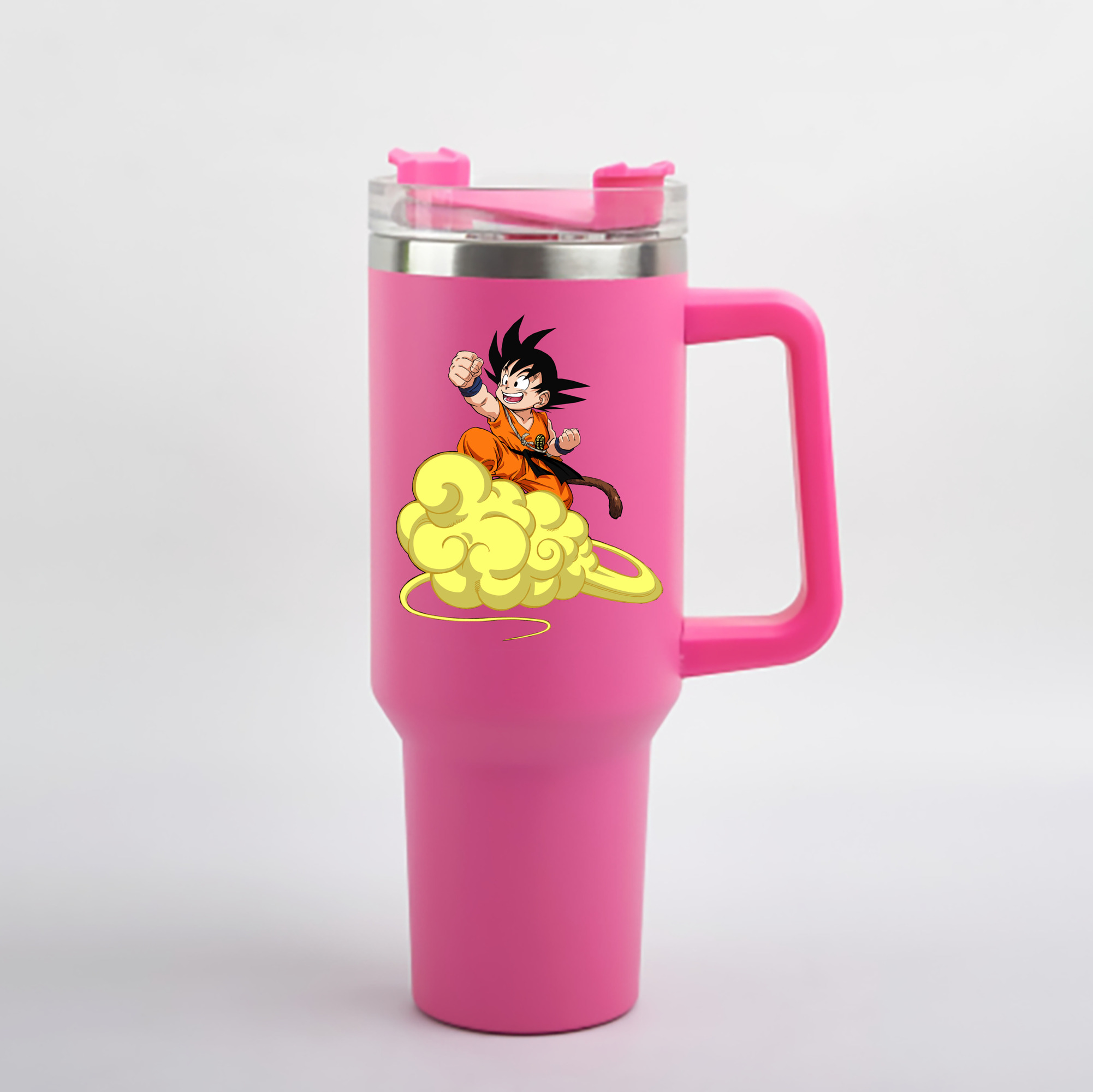 （画像用） ドラゴンボール 孫悟空（そん ごくう）Son Goku カカロット DRAGON BALL Kakarotto 1200mL車用タンブラー - クリスタルステッカー（プラスチックストロー付き）